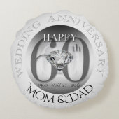 Diamond 60th Wedding Jubileum Round Pillow Rond Kussen (Achterkant)