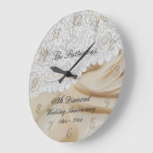 Diamond 60th Wedding Jubileum Satin Lace Large Grote Klok (Hoek)