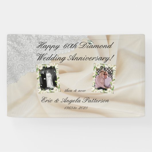 Diamond 60th Wedding Jubileum Spandoek (Horizontaal)