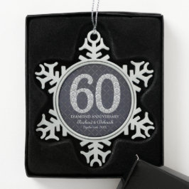Diamond 60th Wedding Jubileum Tin Sneeuwvlok Ornament