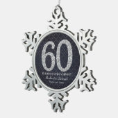 Diamond 60th Wedding Jubileum Tin Sneeuwvlok Ornament (Rechts)