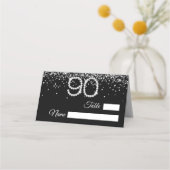 Diamond 90th Birthday Party Folded Place Card Plaatskaartje (Voorkant)