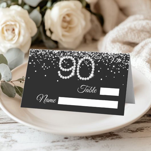 Diamond 90th Birthday Party Folded Place Card Plaatskaartje