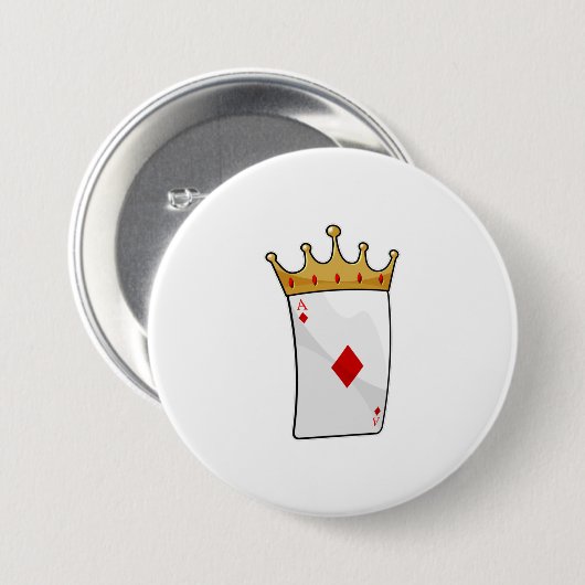 Diamond Ace met King Crown Ronde Button 7,6 Cm (Voorkant /achterkant)