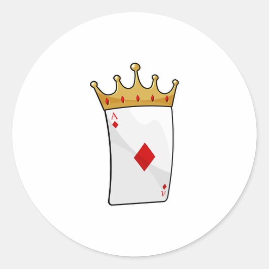 Diamond Ace met King Crown Ronde Sticker (Voorkant)