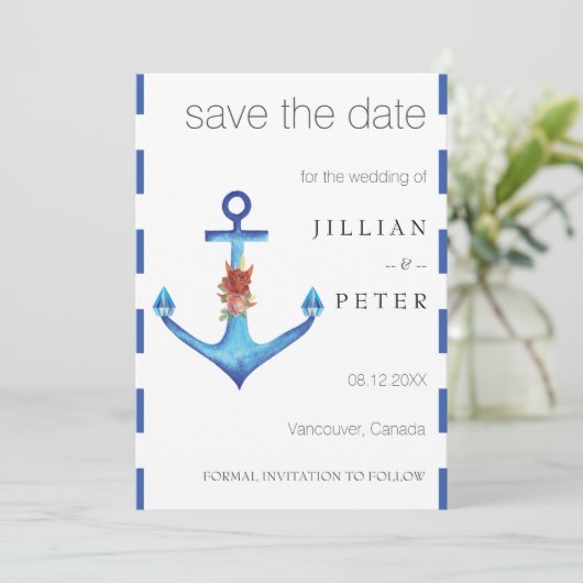 Diamond Anchor Fabulous Ocean Wedding Save The Date (Staand voorkant)