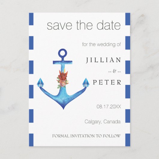Diamond Anchor Prachtige Oceaan Huwelijk Briefkaart (Voorkant)
