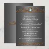 Diamond and Gold Dark Silver Birthday Kaart (Voorkant / Achterkant)