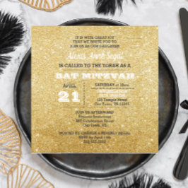 Diamond and Gold Glitter Glam Bat Mitzvah Kaart