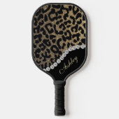 Diamond and Leopard Glitter Add Name Pickleball Paddle (Voorkant)