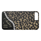 Diamond and Leopard Glitter Monogram Case-Mate iPhone Case (Achterkant (Horizontaal))