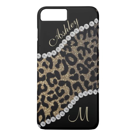 Diamond and Leopard Monogram Case-Mate iPhone Case (Achterkant)