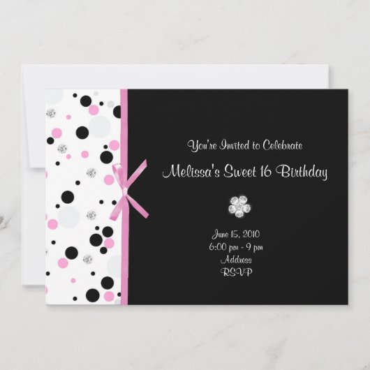 Diamond and Stippen Sweet 16 Birthday Kaart (Voorkant)