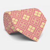 Diamond and Wave Pattern Gold Pink Stropdas (Opgerold)