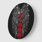 Diamond Angel Wings & Red Roses Grote Klok (Hoek)