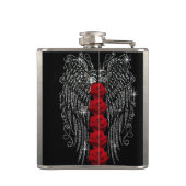 Diamond Angel Wings & Red Roses Heupfles (Achterkant)