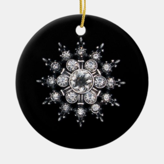 Diamond April Crystal Birthstone Snowflake Jewel Keramisch Ornament (Voorkant)