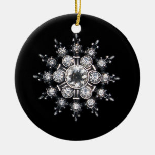 Diamond April Crystal Birthstone Snowflake Jewel R Keramisch Ornament