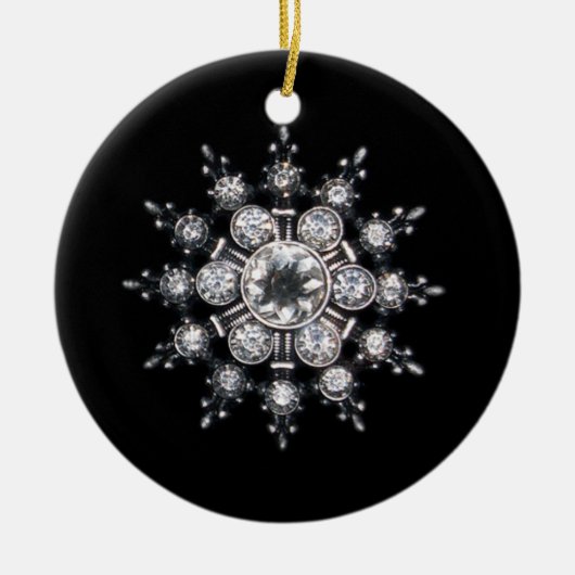 Diamond April Crystal Birthstone Snowflake Jewel R Keramisch Ornament (Voorkant)