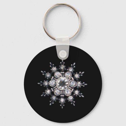 Diamond April Crystal Birthstone Snowflake Jewel Sleutelhanger (Voorkant)
