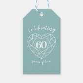 Diamond aqua wit juweel hart lijn art cadeau label cadeaulabel (Voorkant)