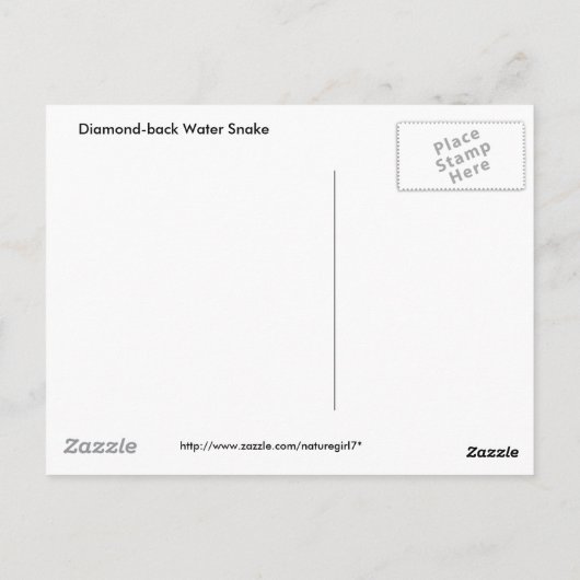 Diamond-back Watersnake on Log Briefkaart (Achterkant)