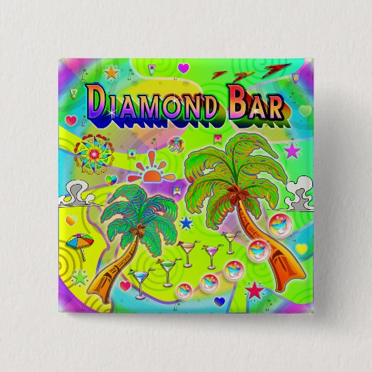 Diamond Bar Mind Focus Knop Vierkante Button 5,1 Cm (Voorkant)