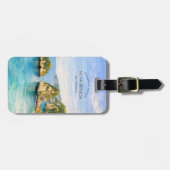 Diamond Beach Bali Watercolor Turquoise Sea Bagagelabel (Voorkant horizontaal)