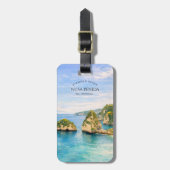 Diamond Beach Bali Watercolor Turquoise Sea Bagagelabel (Voorkant verticaal)