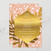 Diamond Birthday Peach Pastel Gold Leaf Lace Kaart (Voorkant / Achterkant)