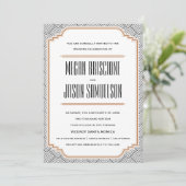 Diamond Black & Copper Wedding Invitation Kaart (Staand voorkant)