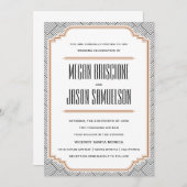 Diamond Black & Copper Wedding Invitation Kaart (Voorkant / Achterkant)