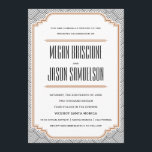 Diamond Black & Copper Wedding Invitation Kaart<br><div class="desc">Deze smaakzame uitnodiging bevat een prachtig diamantpatroon, dat doet denken aan de decoperiode van de kunst. De zwarte, koperen en gewaagde typografie zetten de toon voor een glamoureus evenement! Het aanpassen sparen-de-Datum en de kaart van de Reactie zijn ook beschikbaar. Voeg een trouwstempel van Envelopments uit ons uitgebreide postale collectie...</div>