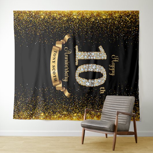 Diamond Black en Gold Jubileum achtergrond Wandkleed (In Situ (horizontaal))