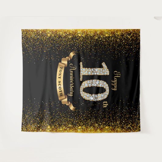 Diamond Black en Gold Jubileum achtergrond Wandkleed (Voorkant (horizontaal))