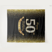 Diamond Black en Goud 50e Verjaardag Achtergrond Wandkleed (Voorkant (horizontaal))