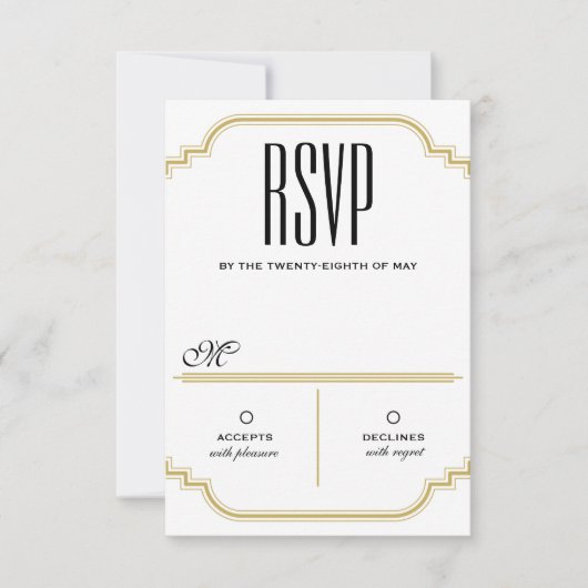 Diamond Black & Gold-responskaart RSVP Kaartje (Voorkant)