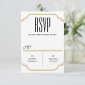 Diamond Black & Gold-responskaart RSVP Kaartje (Staand voorkant)