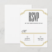 Diamond Black & Gold-responskaart RSVP Kaartje (Voorkant / Achterkant)