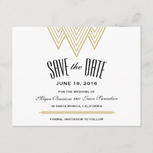  Diamond Black & Gold Sla de datum op Save The Date