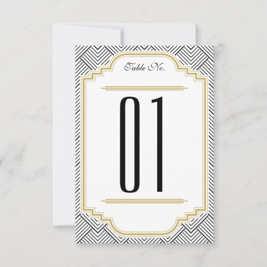 Diamond Black & Gold Table Number Kaart (Voorkant)