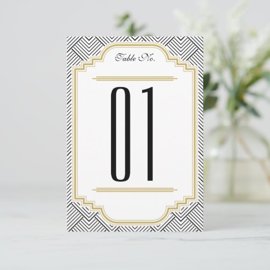 Diamond Black & Gold Table Number Kaart (Staand voorkant)