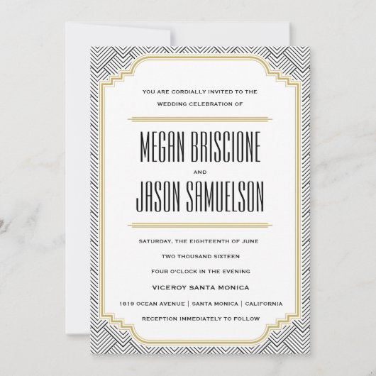 Diamond Black & Gold Wedding Invitation Kaart (Voorkant)
