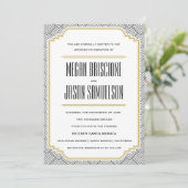 Diamond Black & Gold Wedding Invitation Kaart (Staand voorkant)