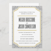 Diamond Black & Gold Wedding Invitation Kaart (Voorkant / Achterkant)