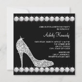 Diamond Black High Heel Shoe Verjaardagsfeest Kaart (Achterkant)