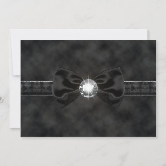 Diamond Black Stropdas Bow Gothic Invitation Kaart (Voorkant)