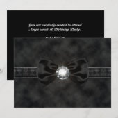 Diamond Black Stropdas Bow Gothic Invitation Kaart (Voorkant / Achterkant)