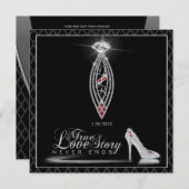 Diamond Black Stropdas Invitation Kaart (Voorkant / Achterkant)