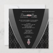 Diamond Black Stropdas Invitation Kaart (Achterkant)